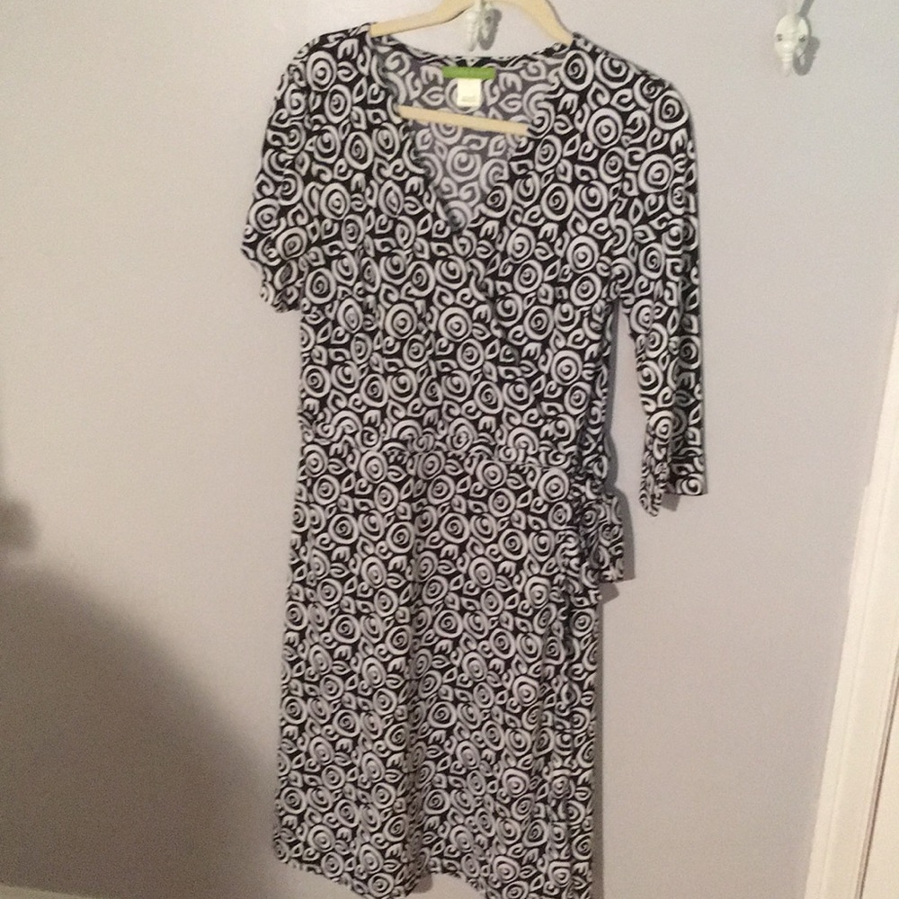 Black and white wrap dress